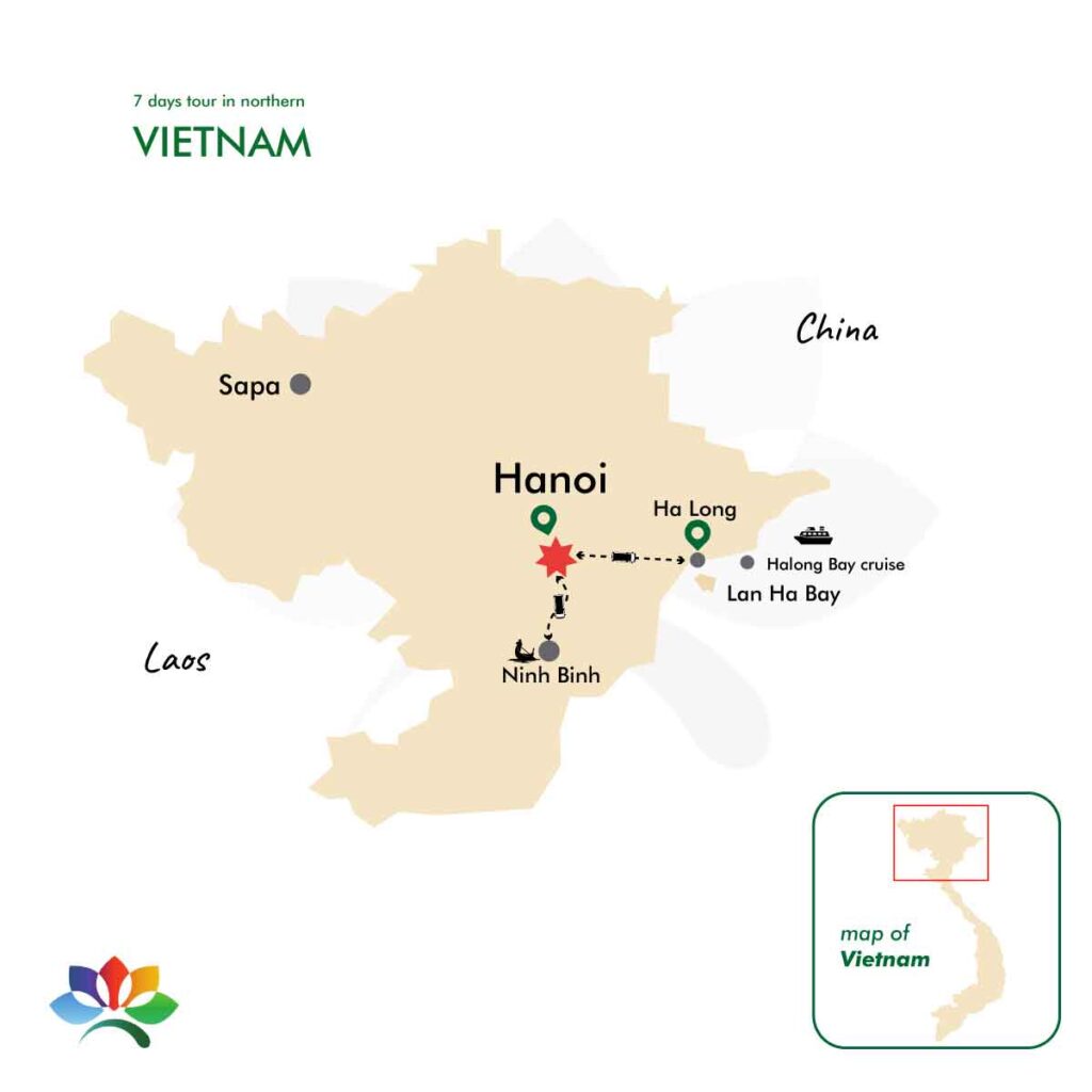 Map northern vietnam tour -7 days