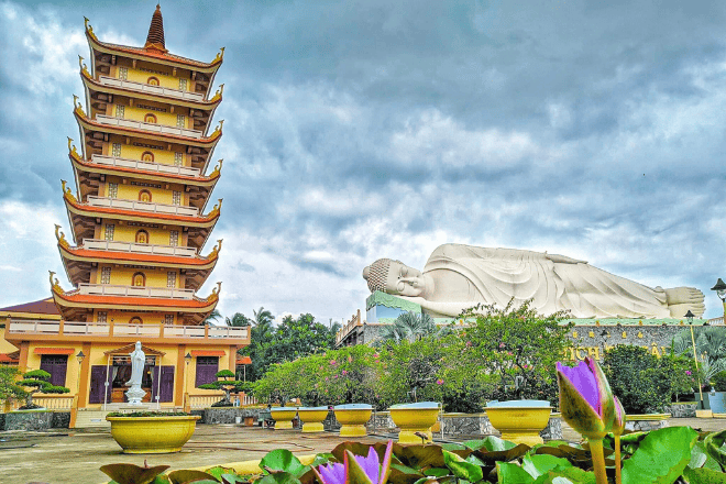 pagoda and Buddha statue in Vietnam