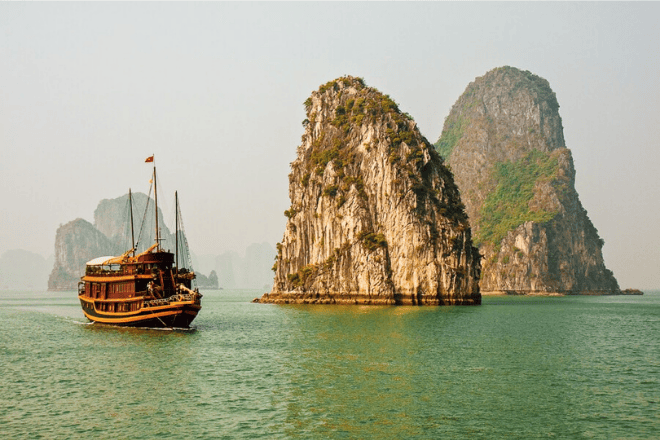 Junk Boat in ha long bay in Vietnam