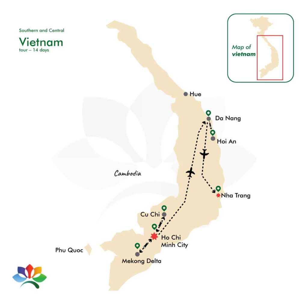 map travel south to center 14 days
